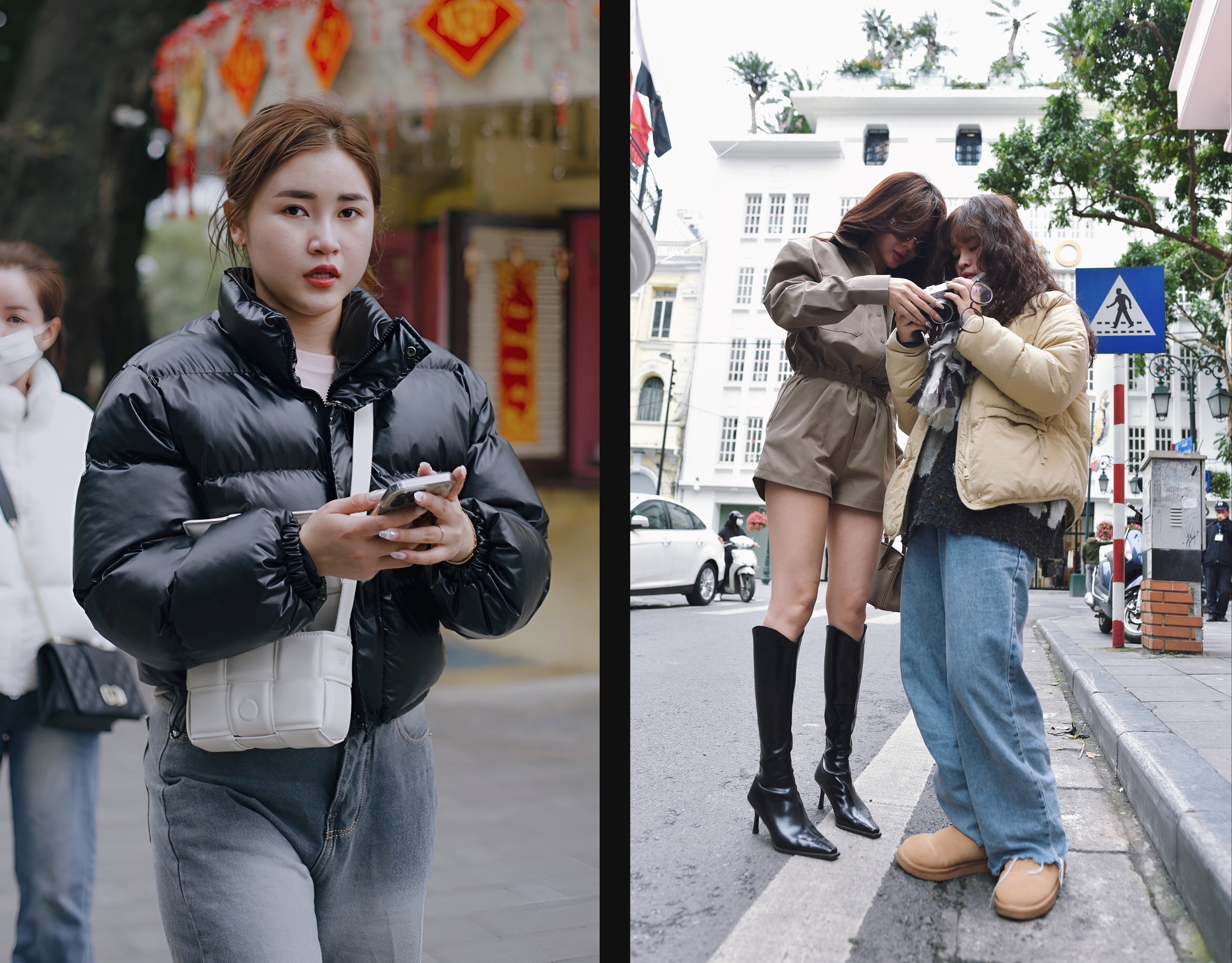 Street Style,  thoi trang duong pho,  ao phao,  thoi tiet ha noi,  thoi tiet hom nay,  lanh cuoi mua,  ao phao con sau anh 1