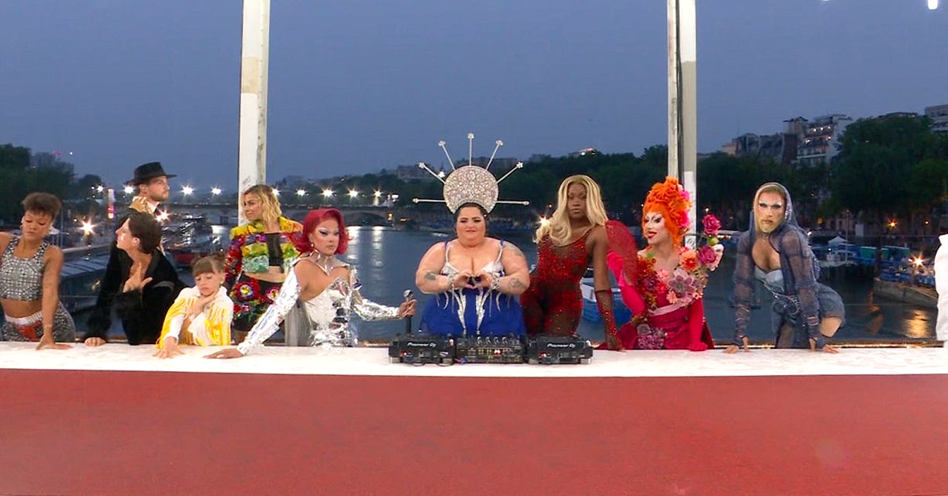 bua toi cuoi cung,  the last supper olympic,  tai tro olympic,  khai mac Olympic,  khai mac Olympic 2024,  Leonardo da Vinci, C Spire rut quang cao,  drag queen olympics anh 1