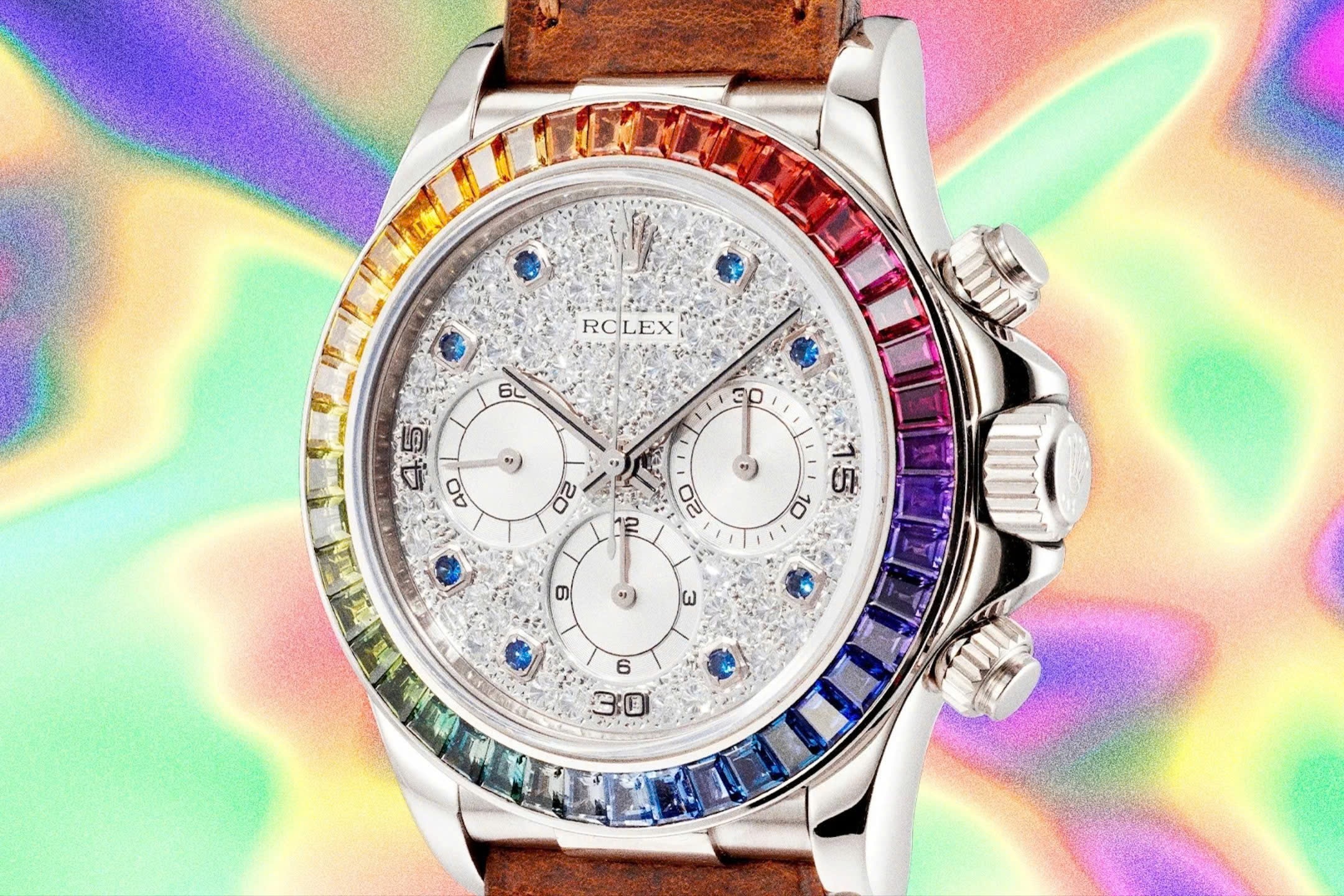 3,5 trieu USD cho dong ho Rolex 'cau vong' dau tien hinh anh