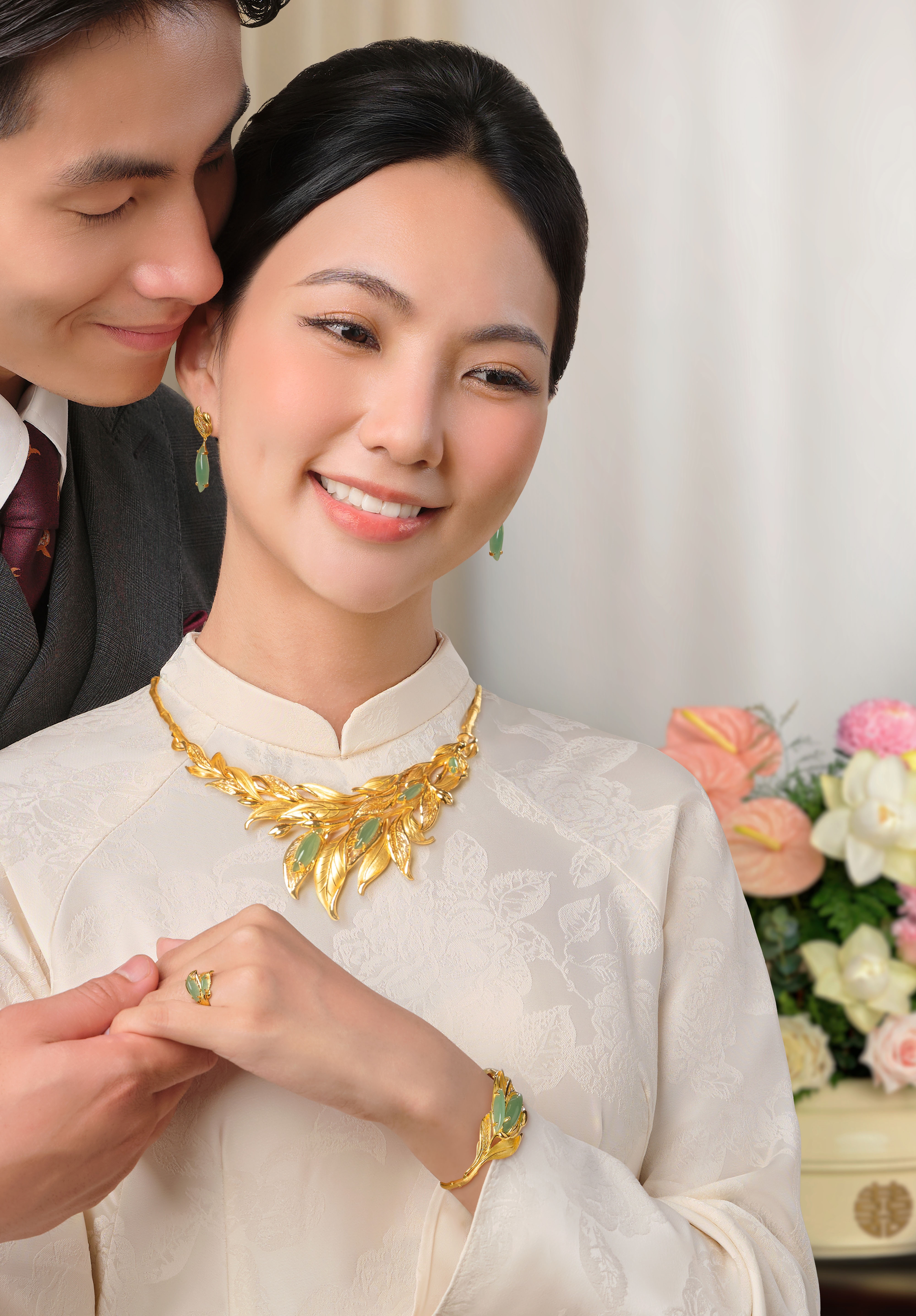 Trang sức cưới 2025 chuộng thiết kế mang biểu tượng gắn kết