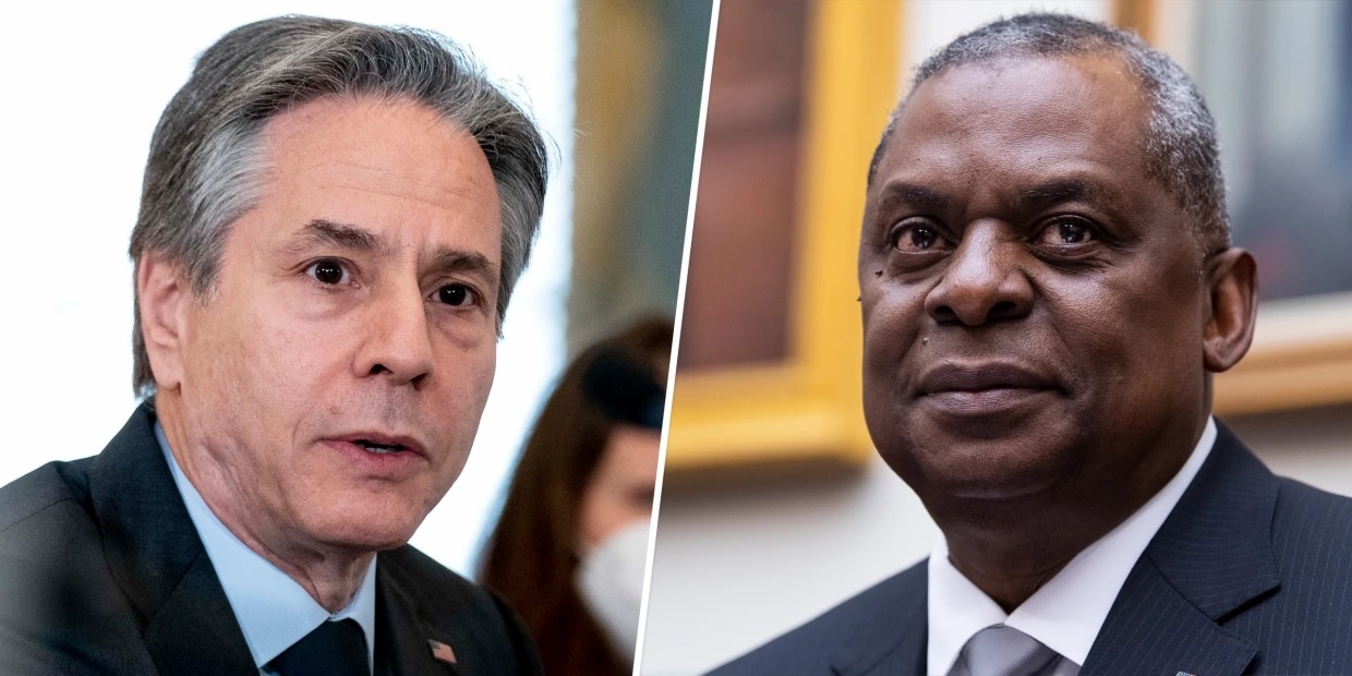 Ngoai truong va Bo truong Quoc phong My den Kyiv hom nay hinh anh