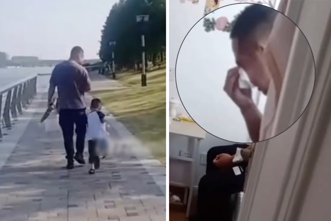 Ong bo TQ tron vao phong khoc sau khi dua con di mau giao ngay dau hinh anh