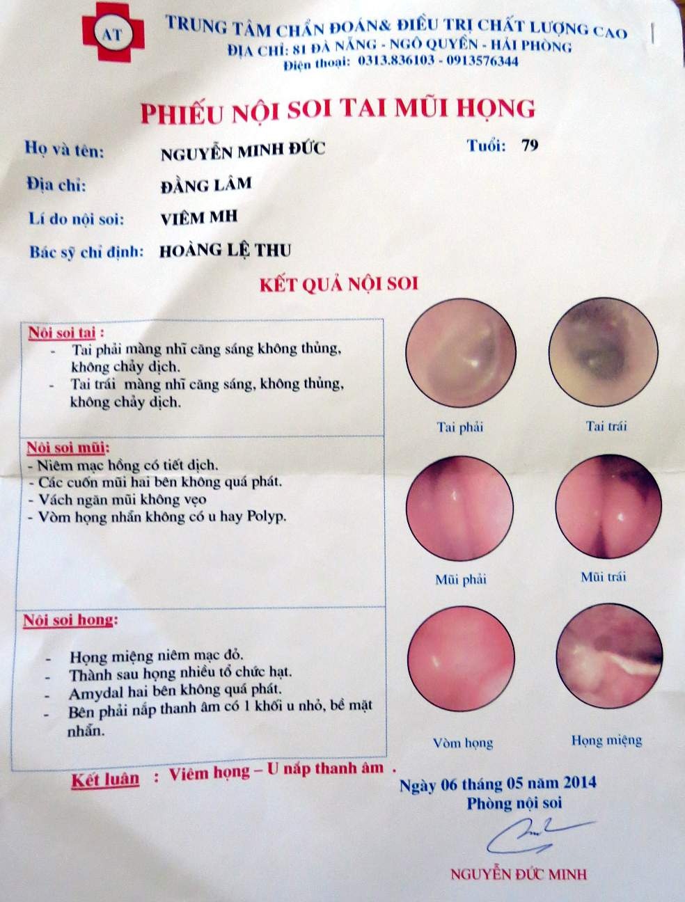 Trong tờ giấy ghi kết quả chẩn đoán, Minh ký xác nhận vào phần mà lẽ thường phải là bác sỹ chuyên khoa