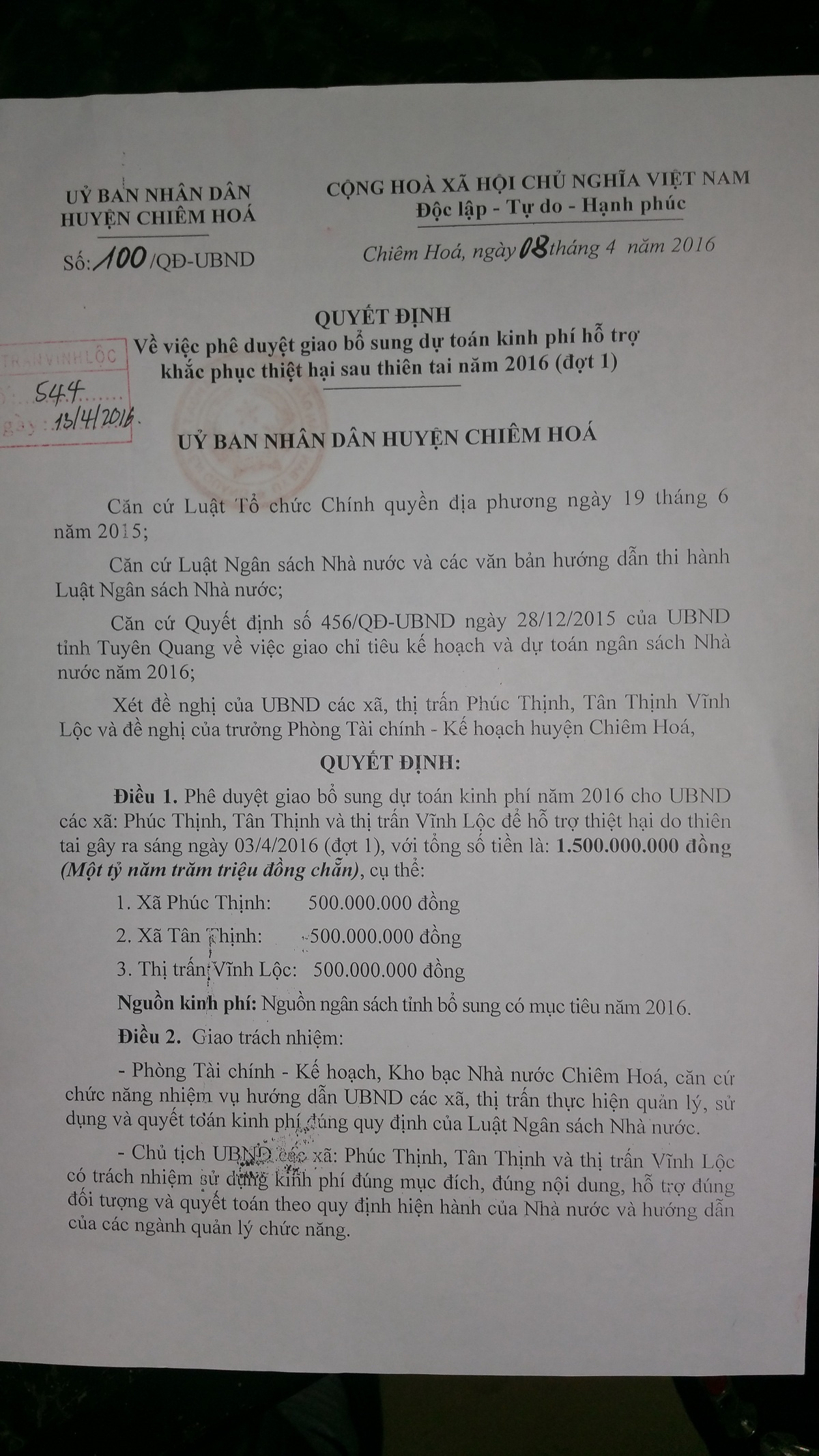 Tiền hỗ trợ mưa đá Tuyên Quang ảnh 3 Tien ho tro mua da Tuyen Quang anh 3