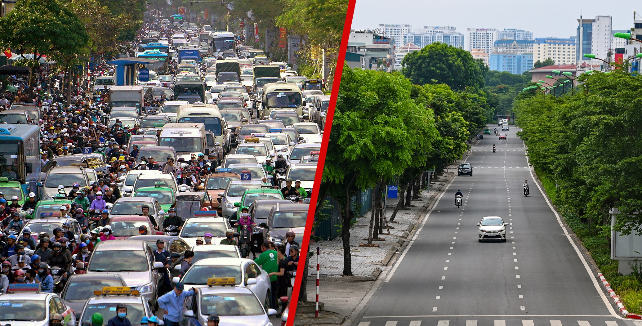 Ha Noi ngay thuong va trong thoi gian siet chat gian cach hinh anh