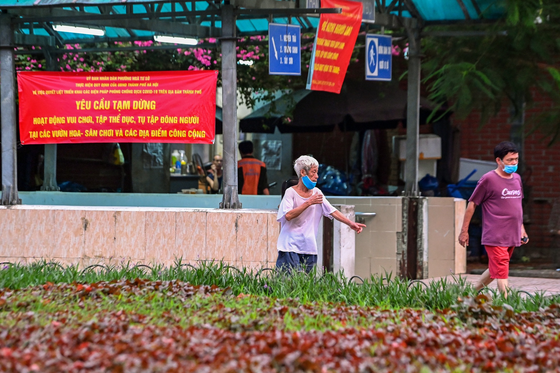 Nguoi dan Ha Noi tap the duc trong gian cach anh 11