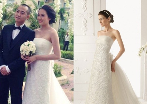 Ngoc Thach mac vay nhai trong tiec cuoi o que hinh anh