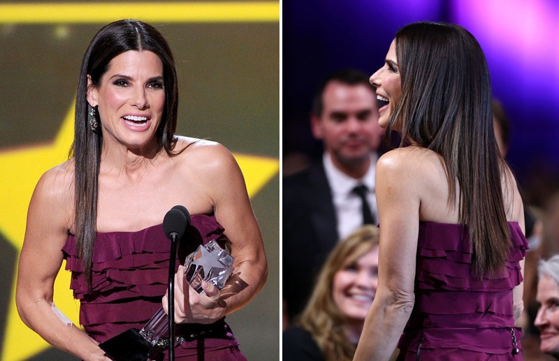 Sandra Bullock chui bay tren san khau khi bi ngat loi hinh anh