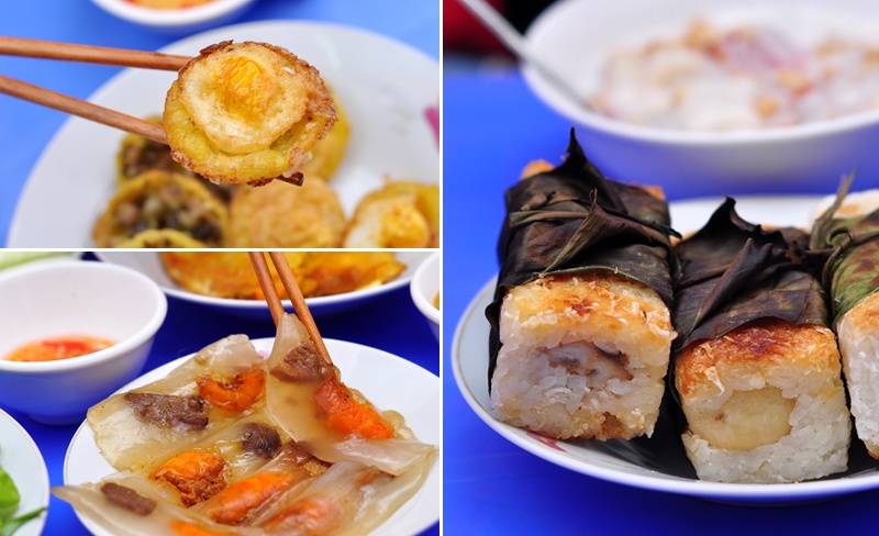 Banh can, che chuoi nuong, bot loc Hue ngon re ngo Hang Dau hinh anh