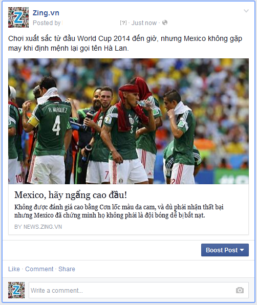 Chơi xuất sắc từ đầu World Cup 2014 đến giờ, nhưng Mexico không gặp may khi định mệnh lại gọi tên Hà Lan.
