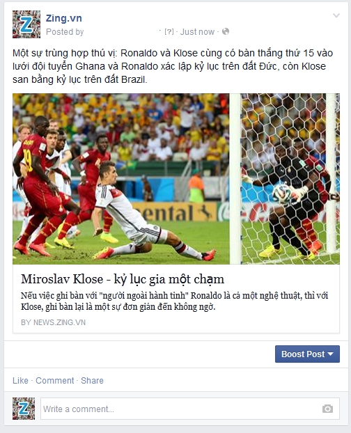 Một sự trùng hợp thú vị: Ronaldo và Klose cùng có bàn thắng thứ 15 vào lưới đội tuyển Ghana và Ronaldo xác lập kỷ lục trên đất Đức, còn Klose san bằng kỷ lục trên đất Brazil.