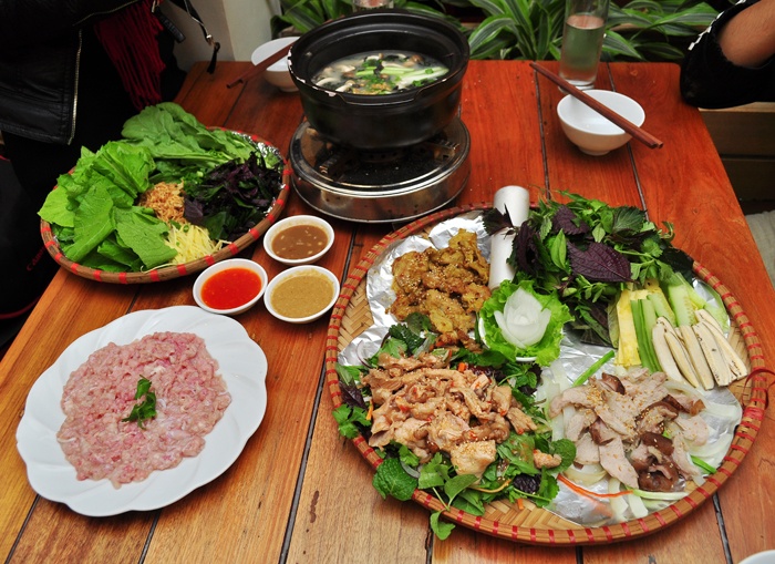 Set bò tơ lên mâm.