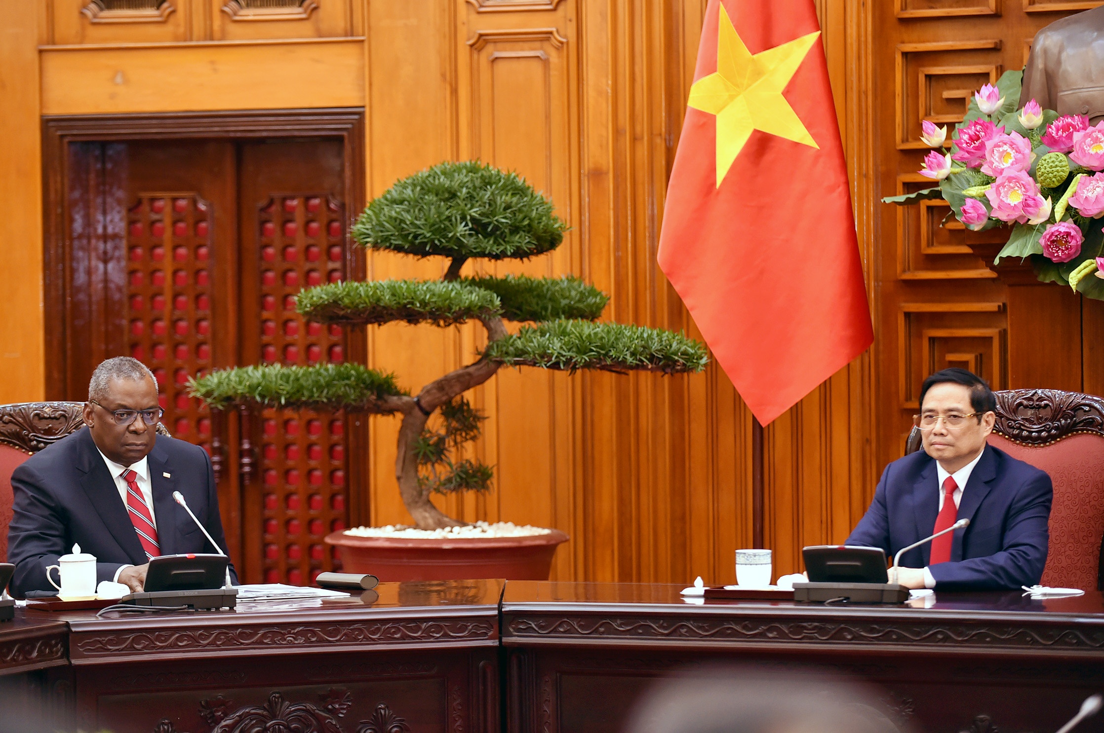 Thu tuong Pham Minh Chinh tiep Bo truong Quoc phong My anh 1