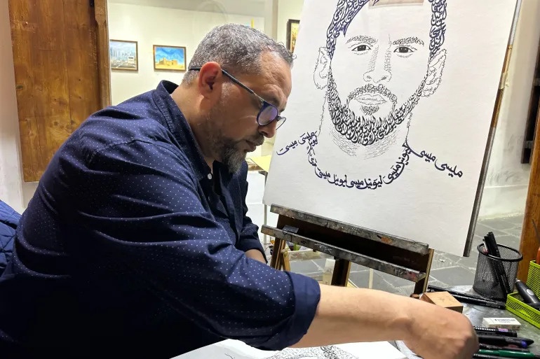 Buc ve chan dung Messi gay sot tai Qatar hinh anh