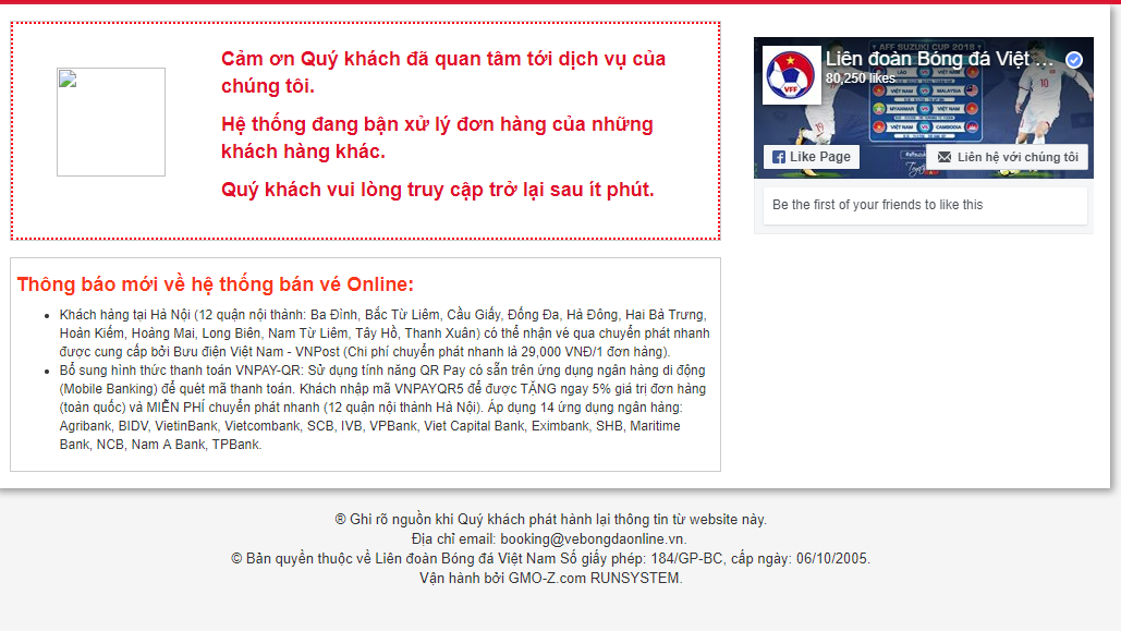 Vừa mở bán vé Việt Nam - Philippines, hệ thống đã tê liệt ảnh 1 Vua mo ban ve Viet Nam - Philippines, he thong da te liet anh 1