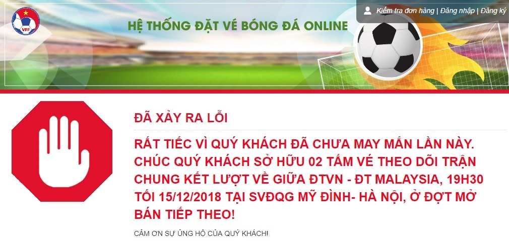 VFF mở bán đợt cuối vé trận chung kết Việt Nam - Malaysia ảnh 1 VFF mo ban dot cuoi ve tran chung ket Viet Nam - Malaysia anh 1
