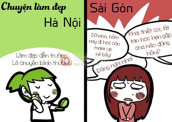 4. Chuyện làm đẹp luôn là vấn đề tranh luận dài dài của học sinh hai miền Nam Bắc nhé. Trong khi ở Hà Nội, các nữ sinh đánh chút son hồng cho tươi tắn là chuyện bình thường thì ở Sài Gòn, các nữ sinh rất ít khi đụng chạm mỹ phẩm, dù là ngày đặc biệt như khia giảng, bế giảng đi chăng nữa. 