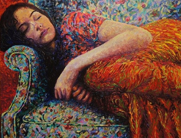 Co gai ve tranh bang hang trieu net phay nho tu ngon tay hinh anh