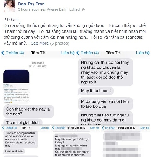 Bảo Thy đăng đàn Facebook tố Tâm Tít.