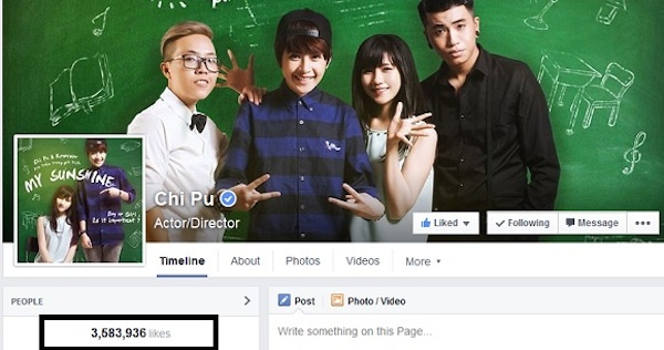 Chi Pu sở hữu lượng like khủng trên fanpage.