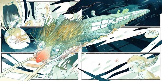 Hai chị em chờ không lâu. Tiếng còi đã rít lên, và tàu đi tới. Liên dắt em đứng dậy để nhìn đoàn xe vụt qua, các toa đèn sáng trưng, chiếu ánh cả xuống đường. Liên chỉ thoáng trông thấy những toa hạng trên sang trọng lố nhố những người, đồng và kền lấp lánh, và các cửa kính sáng.