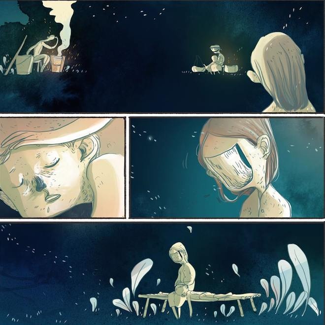 An đã nằm xuống gối đầu lên đùi chị, mí mắt sắp sửa rơi xuống, còn dặn với: - Tàu đến chị đánh thức em dậy nhé. - Ừ, em cứ ngủ đi.