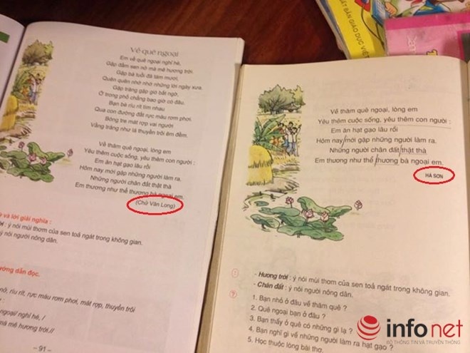 SGK lop 3: 1 bai tho de ten 2 tac gia, chu bien xin loi hinh anh