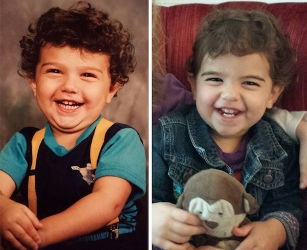 Con gái giống hệt cha, từ kiểu tóc...