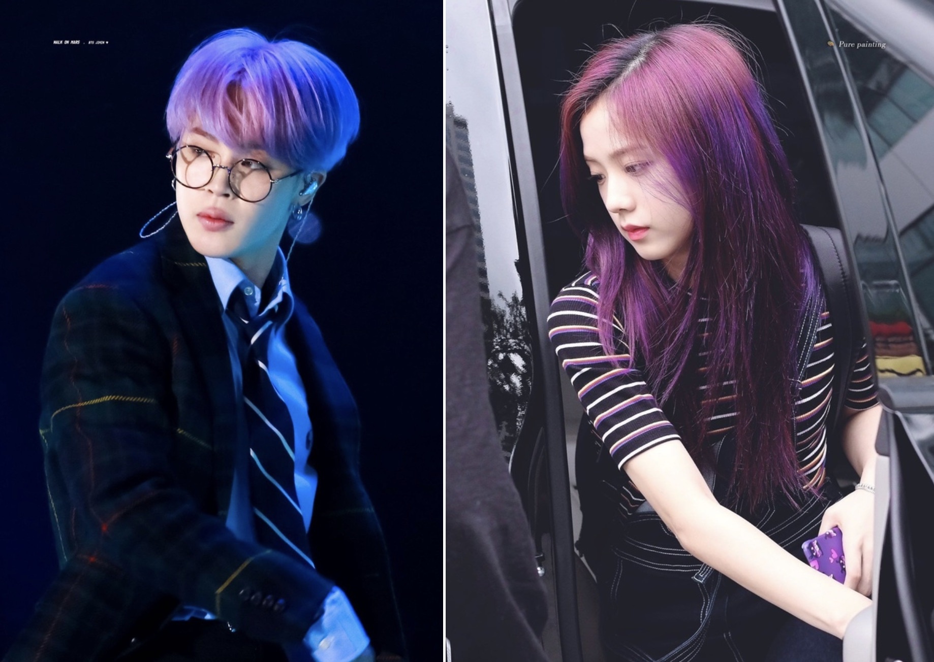 Jimin, Jisoo va dan sao Han len doi nhan sac nho nhuom toc tim hinh anh