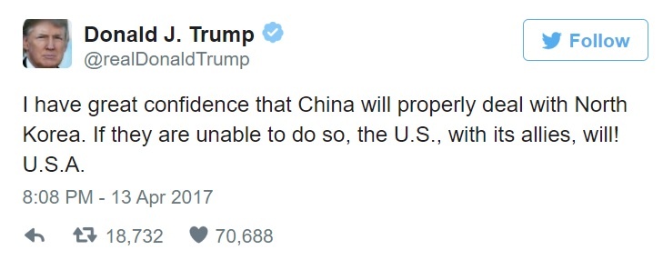 Trumo nói sẽ xử lý Triều Tiên ảnh 1 Trumo noi se xu ly Trieu Tien anh 1