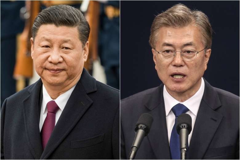 Tong thong Han Quoc tro chuyen voi ong Tap va Abe anh 1