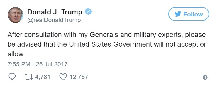 Trump cấm người chuyển giới phục vụ quân đội ảnh 1 Trump cam nguoi chuyen gioi phuc vu quan doi anh 1