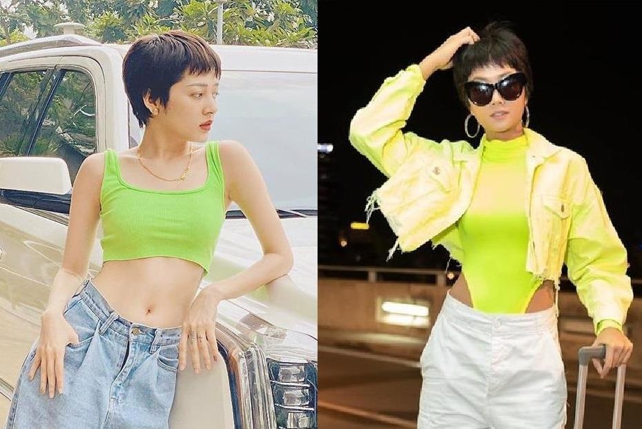 Dien do xanh non chuoi: Bao Anh khoe eo thon, H'Hen Nie trong sexy hinh anh