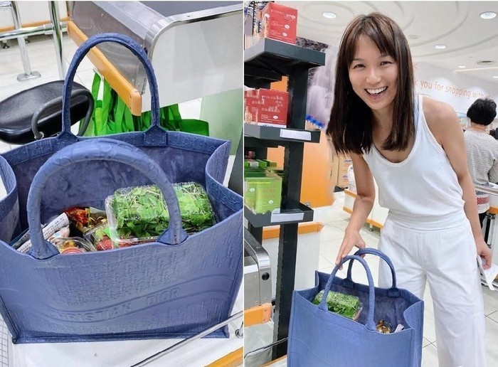 Nu dien vien Singapore xach tui Dior 3.000 USD di sieu thi mua rau hinh anh