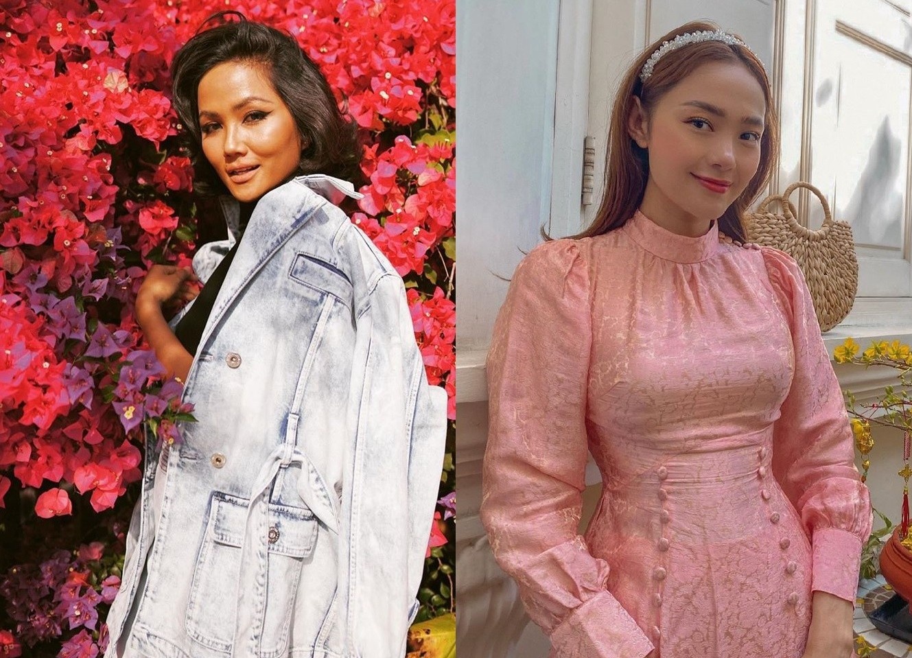 H'Hen Nie mung 2 Tet dien do ca tinh, Minh Hang mac ao dai hong gam hinh anh