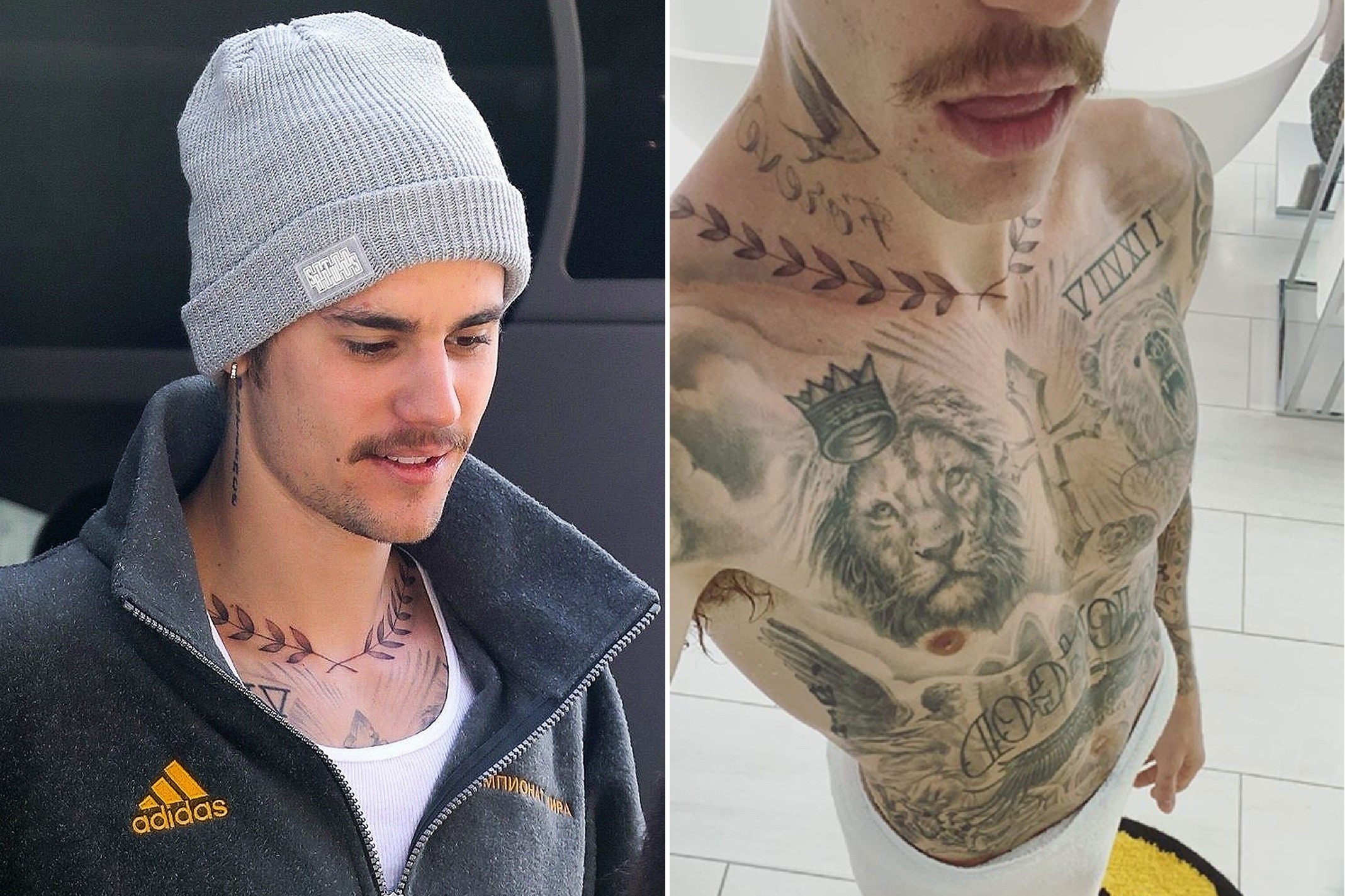 Justin Bieber dien do the thao khoe hinh xam moi tren co hinh anh