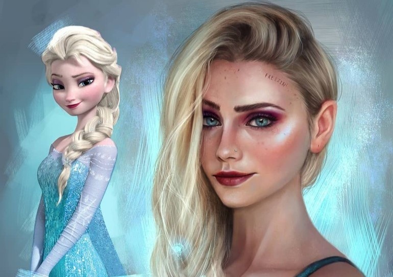 Cac cong chua Disney khi trang diem, mac vay ho sexy se trong the nao? hinh anh