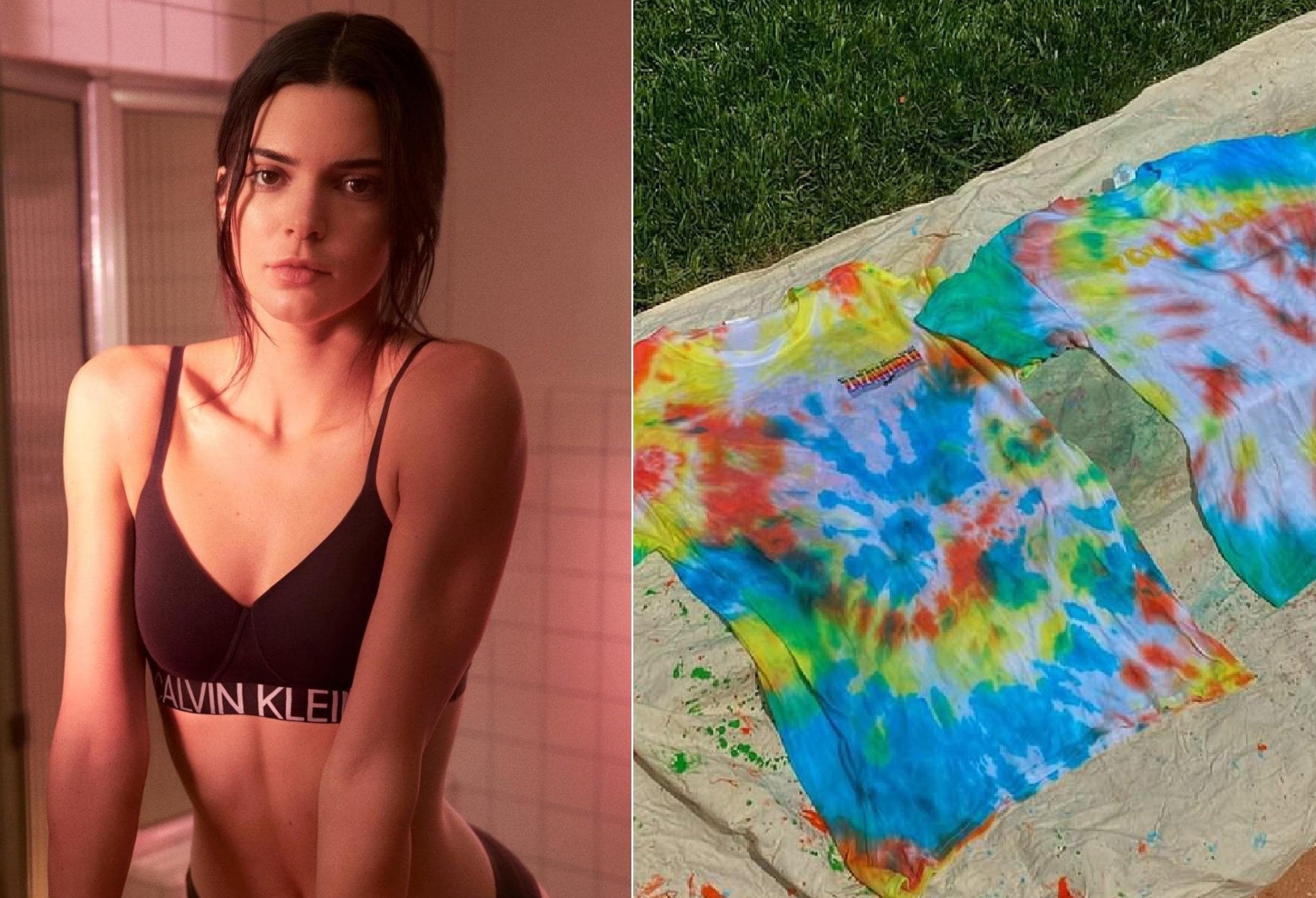 Kendall Jenner mac noi y khoe eo thon, tu nhuom ao tai nha hinh anh