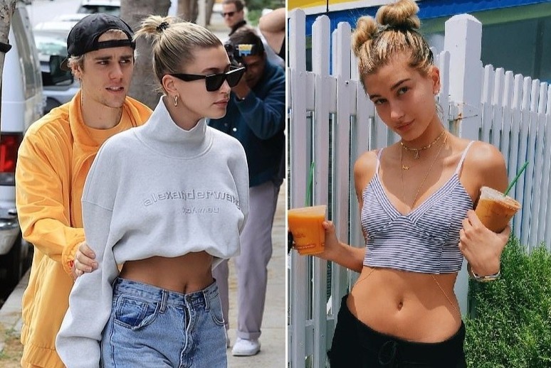 Hailey Bieber di dau cung dien ao crop top khoe eo thon hinh anh