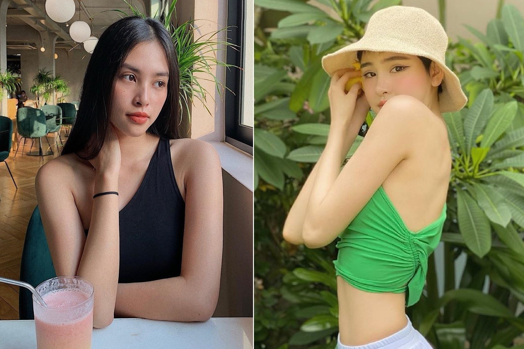 Ao 'ben mat ben con' giup Tieu Vy, Hien Ho khoe xuong quai xanh hinh anh