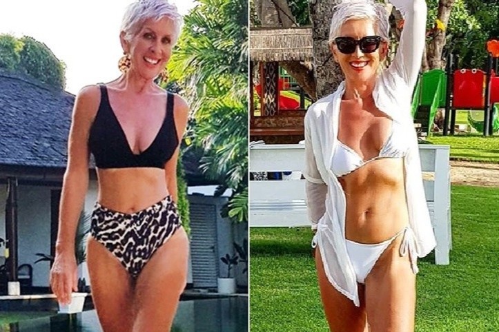 Nu nguoi mau van giu duoc voc dang thon gon o tuoi 62 hinh anh