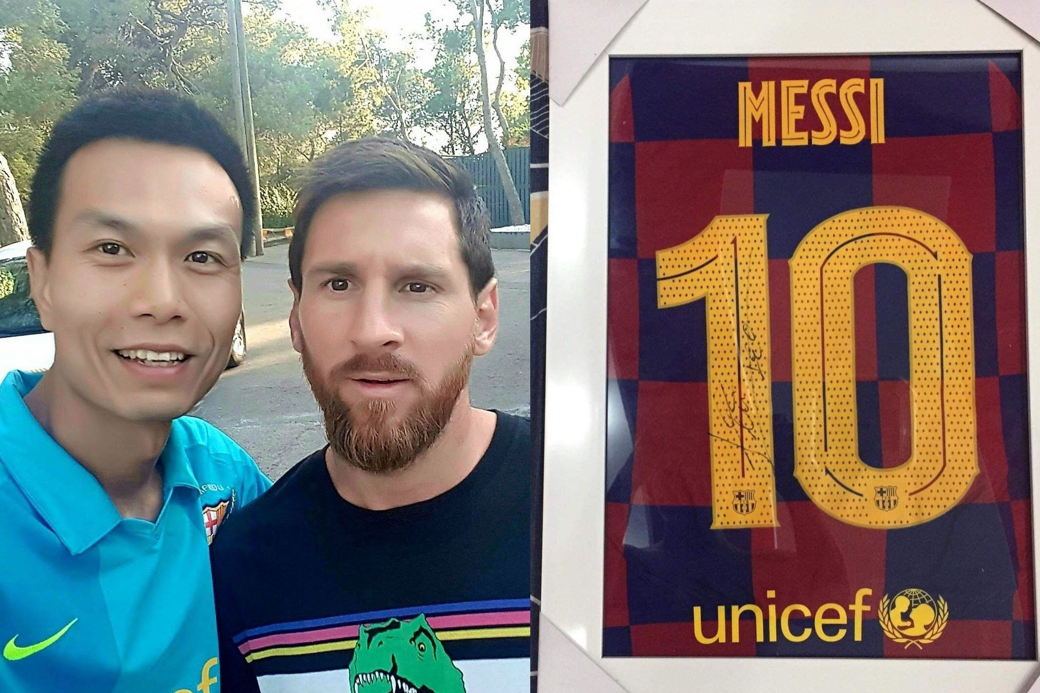 Ban ao Barcelona co chu ky Messi de ung ho mien Trung hinh anh
