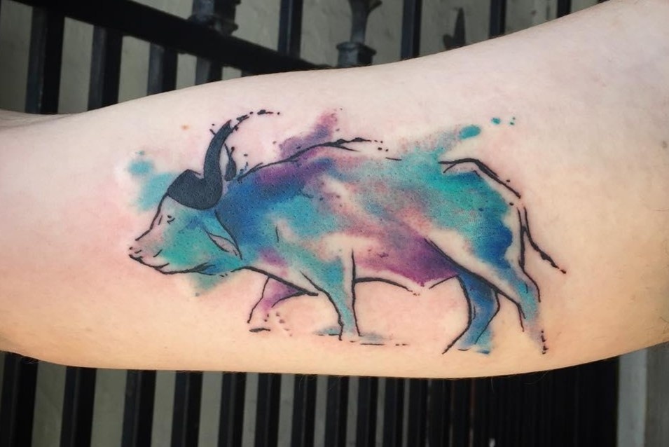 Hinh xam con trau cho cac co gai don Tet hinh anh