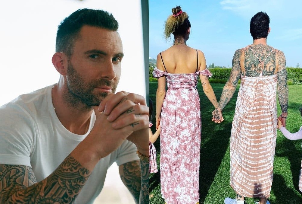 Adam Levine mac vay cung vo con hinh anh
