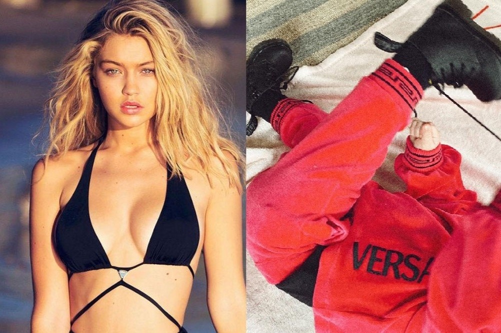 Con gai 7 thang tuoi cua Gigi Hadid mac do Versace hinh anh