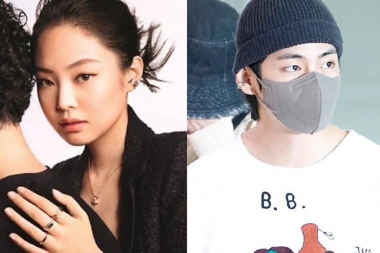 V (BTS) deo hoa tai giong Jennie sau tin hen ho hinh anh