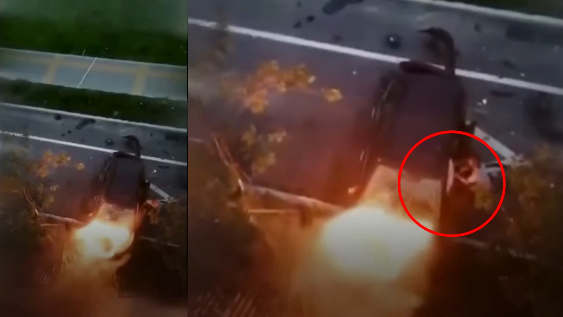 Chiec xe boc chay du doi sau khi lao xuong tu cay cau cao 20 m hinh anh