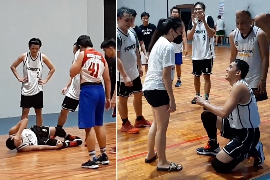 Cau thu bong ro gia chan thuong de cau hon ban gai hinh anh