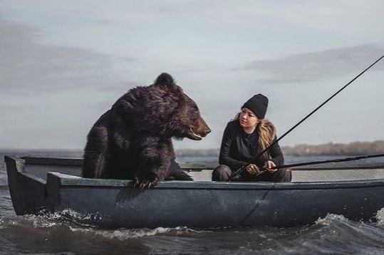 Co gai Nga nuoi gau khong lo lam thu cung hinh anh
