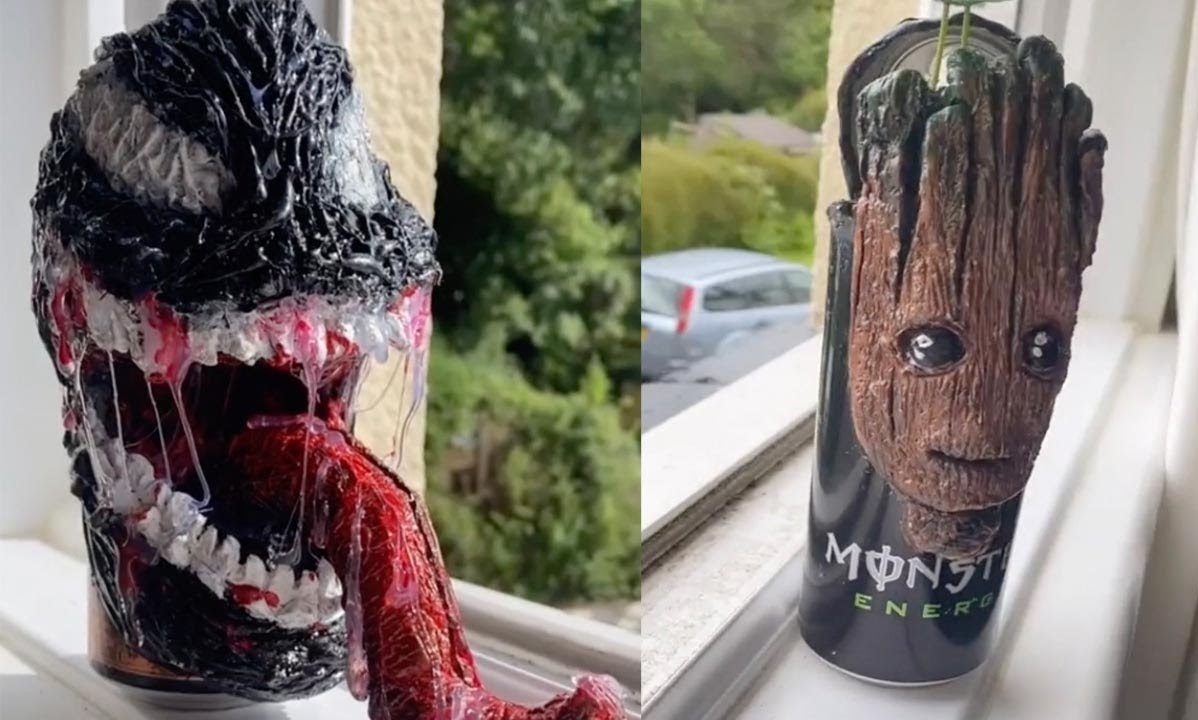 Nghe si Anh dieu khac quai vat tren vo lon nuoc hinh anh